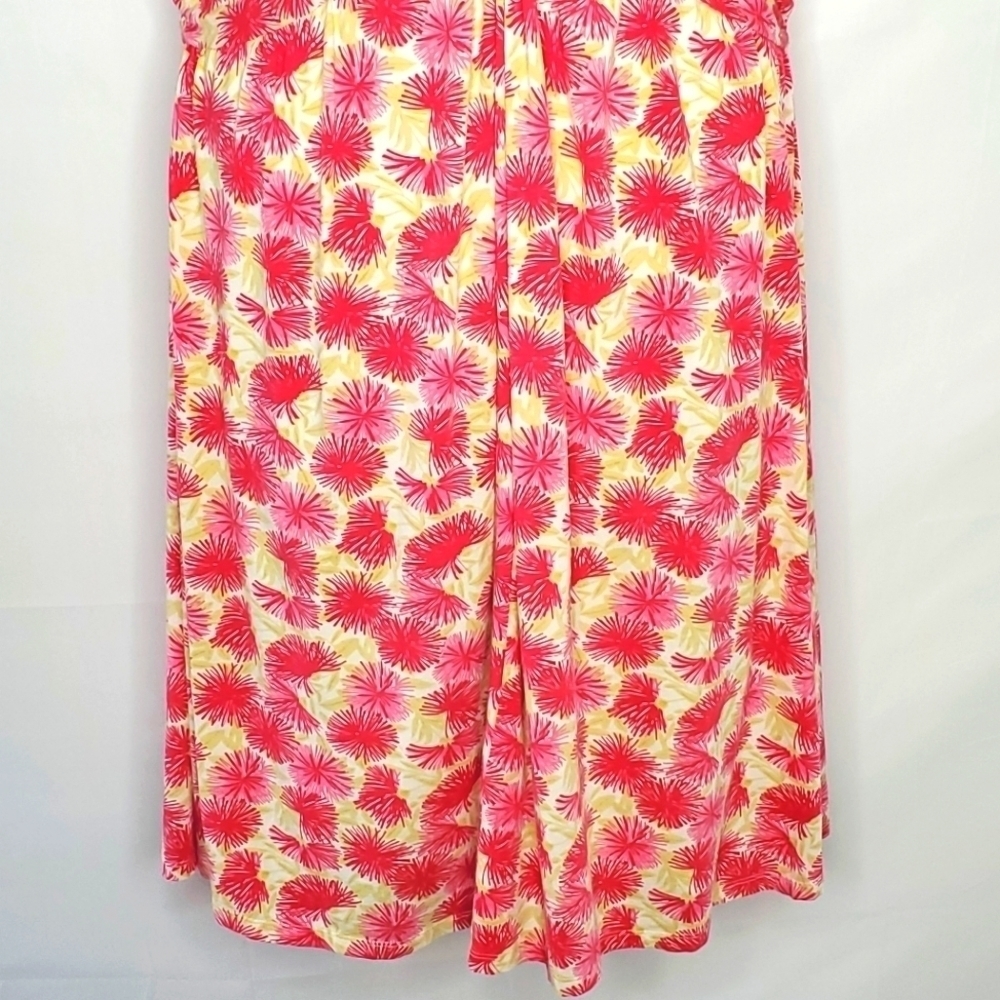 Garnet Hill Twist Front‎ Garden Party Dress Size 14 Floral Jersey Cap Sleeve - Picture 4 of 9